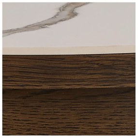 Béžový/tmavohnedý okrúhly konferenčný stolík s keramickou doskou ø 90 cm Southampton – Actona