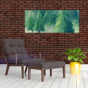 Obraz - Maľované ihličnany (120x50 cm)