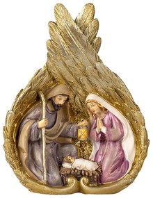 Vianočný betlehem v zlatých anjelských krídlach S - 13 * 6 * 17 cm