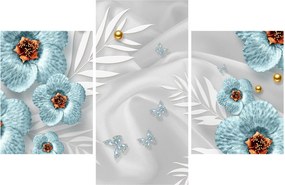 Obraz - 3D modré kvety (90x60 cm)