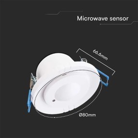 Zápustný senzor pohybu mikrovlnný 360° 230V biela