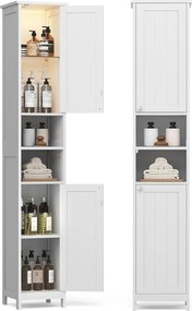 Kúpeľňová skrinka s osvetlením, vysoká, 30 x 30 x 170 cm, biela