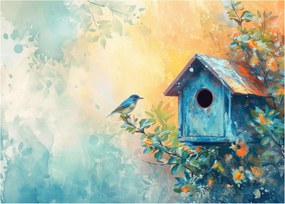 Obraz - Vtáčia búdka, akvarel (70x50 cm)
