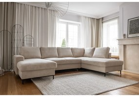 Béžová menčestrová rozkladacia rohová pohovka (pravý roh) Lofty Lilly – Miuform