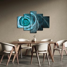 Obraz - Abstraktné ruže modrá s čiernym pozadím (150x105 cm)
