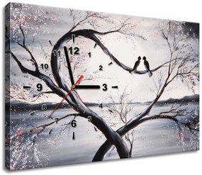 Gario Obraz s hodinami Vtáčia láska na konári Rozmery: 60 x 40 cm