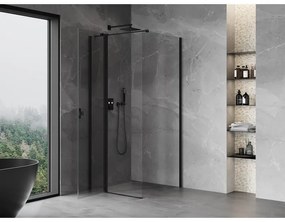 Mexen Mist T, sprchový kút s krídlovými dverami, 95 x 95 cm, 8mm číre sklo, čierny profil, 8A4T-095-095-70-00