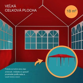 InternetovaZahrada Párty stan Rimini 3x6 m - bočné steny + oblúkové okná - červená
