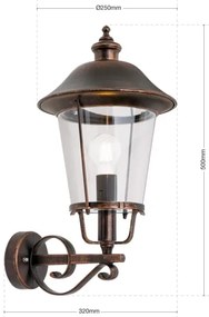 Orion AL 11K/360.00-Vonkajšia nást. lampa KENZO 1xE27/100W/230V IP44 bronz/patina