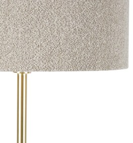 Stojaca lampa mosadzná s tienidlom z bouclé taupe 50 cm - Simplo