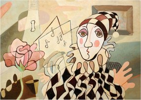 Obraz - Kubizmus - harlequin and rose (70x50 cm)