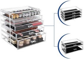 Organizér s 5 zásuvkami na makeup a kozmetiku, priehľadný, akryl