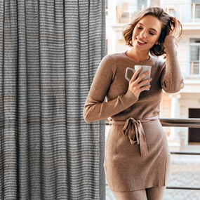 ZÁVES NA PÁSKE EVA MINGE REINA 135X270 CM ČIERNA