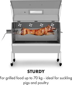 Klarstein Sauenland Pro XL, gril na prasiatko, otočný špíz, 13 W, 4 kolieska, ušľachtilá oceľ