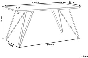 Jedálenský stôl s mramorovým efektom 150 x 80 cm biela/zlatá MOLDEN Beliani