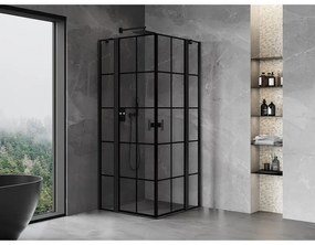 Mexen, Mexen Mist Duo výklopný sprchový kút 100 x 100 cm, čierna mriežka - 8A4-100L-100P-70-77