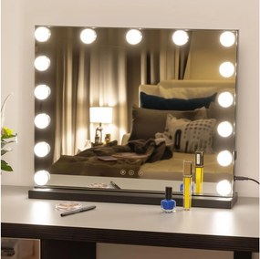 BRILAGI - LED Stmievateľné zrkadlo na líčenie HOLLYWOOD LED/15W/230V CCT + USB čierna