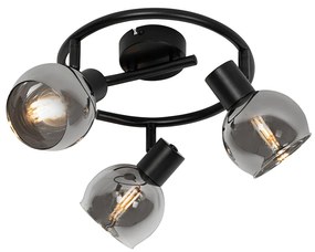 Inteligentné stropné bodové svietidlo čierne s dymovým sklom 3-svetlá vrátane WiFi P45 - Vidro