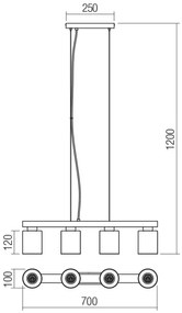 Redo 01-3986 - Luster na lanku ROTIS 4xE27/15W/230V