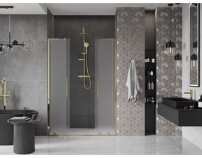 Mexen Velar L Duo, posuvné sprchové dvere do otvoru 140 cm, 8mm sklo námraza, zlatá lesklá, 871-140-003-32-50