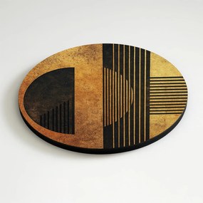 DUBLEZ | Drevený okrúhly obraz - Zlatá geometria