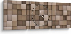 Obraz - Béžové kocky (s hodinami) (90x30 cm)