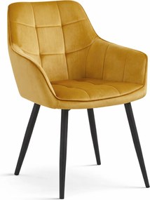 Jedálenské kreslo VARSI VELVET s čiernymi nohami, horčicové