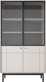 Vysoká vitrína Japandi, 104 cm, béžová kašmír