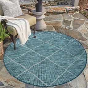 Dekorstudio Šnúrkový okrúhly koberec PALM 3075 - tyrkysový Priemer koberca: 120cm