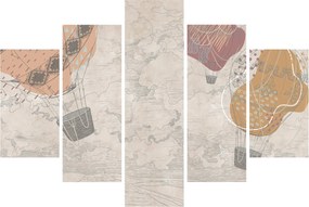 Obraz - Balóny nad mestom, teplé tóny (150x105 cm)
