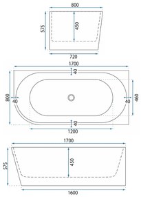Rea Wenus, akrylová rohová vaňa 1700x800x575 mm, pravá, biela, REA-W0130