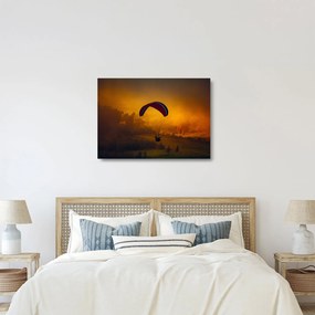 Sklenený obraz parašutistu v západe slnka (70x50 cm)