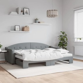 Rozkladacia denná posteľ s matracmi bledosivá 80x200 cm látka 3197543