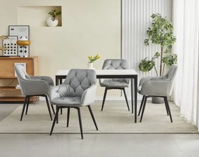 Set dvoch jedálenských otočných stoličiek JORK360 zamatové, strieborné / sivé (čierne nohy) 2 ks