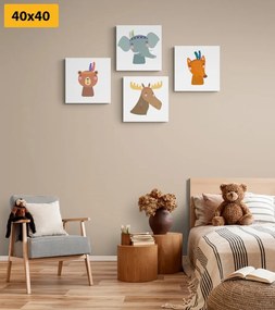 Set obrazov zvierací indiáni - 4x 40x40