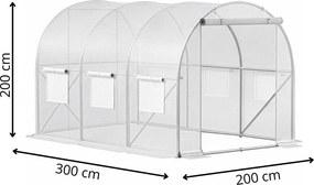 GT0010 Záhradný skleník / fóliovník 3 × 2 × 2 m Springos UV-4, 140 g/m²