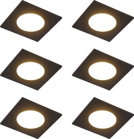 Sada 6 moderných zapustených bodových svetiel čierna vrátane LED 3-stupňové stmievateľné IP65 - Simply