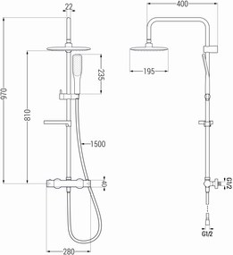 Mexen KX49 sprchový set s termostatickou batériou Kai, čierna-zlatá, 771504991-75