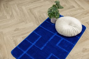 Kúpeľňový koberček Inez modrý, geometrický
