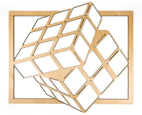 Veselá Stena Drevená nástenná dekorácia Rubikova kocka