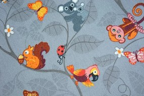 Detský koberec VESELÁ ZVIERATKÁ - sivý