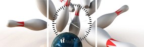 Obraz - Bowling (s hodinami) (90x30 cm)
