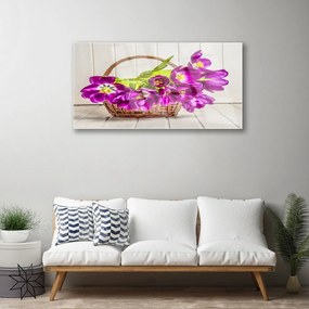 Skleneny obraz Kvety v košíku 120x60 cm