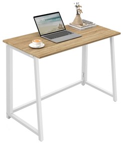 Písací stôl ZARIMO skladací 80x40 cm, biely/dub sonoma