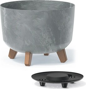 Plastový kvetináč na nožičkách DGRL350E 33,9 cm - sivý betón