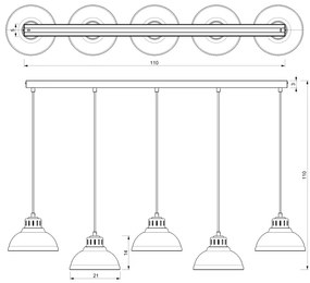 Luster na lanku SVEN 5xE27/15W/230V čierna/zlatá