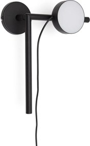 Čierne kovové LED stmievateľné nástenné svietidlo do zásuvky Orey – Kave Home