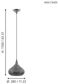 Eglo 49714 - Závesné svietidlo MELILLA 1xE27/60W