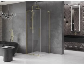 Mexen Velar L, sprchový kút s posuvnými dverami 120 x 120 cm, 8mm číre sklo, zlatá lesklá, 871-120-120-03-50