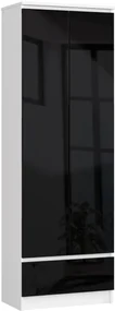 Uzavretý regál R60 2D 1SZ CLP biely / čierny lesk